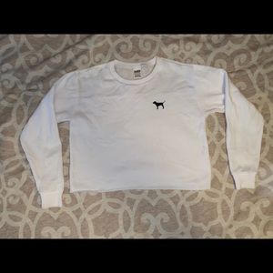 Pink mesh crop sweatshirt